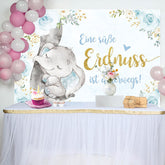 Blau Rose Und Elefant Hintergrund für Baby Dusche